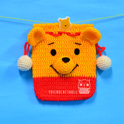 กระเป๋าหูรูดไหมพรม หมีพูห์ Pooh Drawstring Crochet Bag