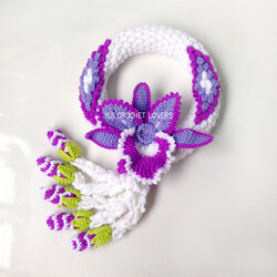 พวงมาลัยดอกแคทรียาไหมพรม SIZE L แบบที่ 2