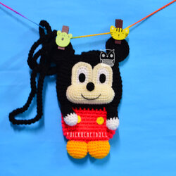 กระเป๋าใส่โทรศัพท์มือถือ มีสายคล้องคอ มิกกี้เม้าส์ MickeyMouse