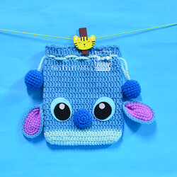 กระเป๋าหูรูดไหมพรม สติช Stitch Drawstring Crochet Bag