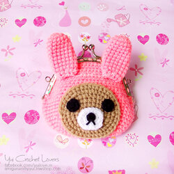 กระเป๋าปิ๊กแป๊กไหมพรม หมีรีลัคคุมะชุดกระต่าย