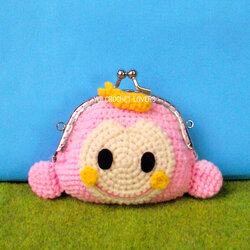 กระเป๋าปิ๊กแป๊กไหมพรมลิงสีชมพู