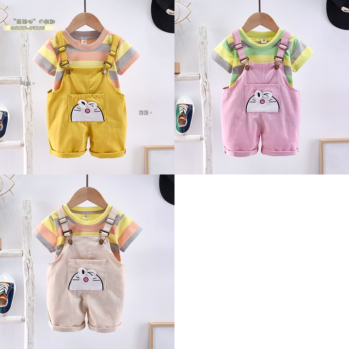 ha1494 เสื้อ+กางเกงเอี๊ยม size 80-110 จำนวน 4 ตัวต่อแพ็ค