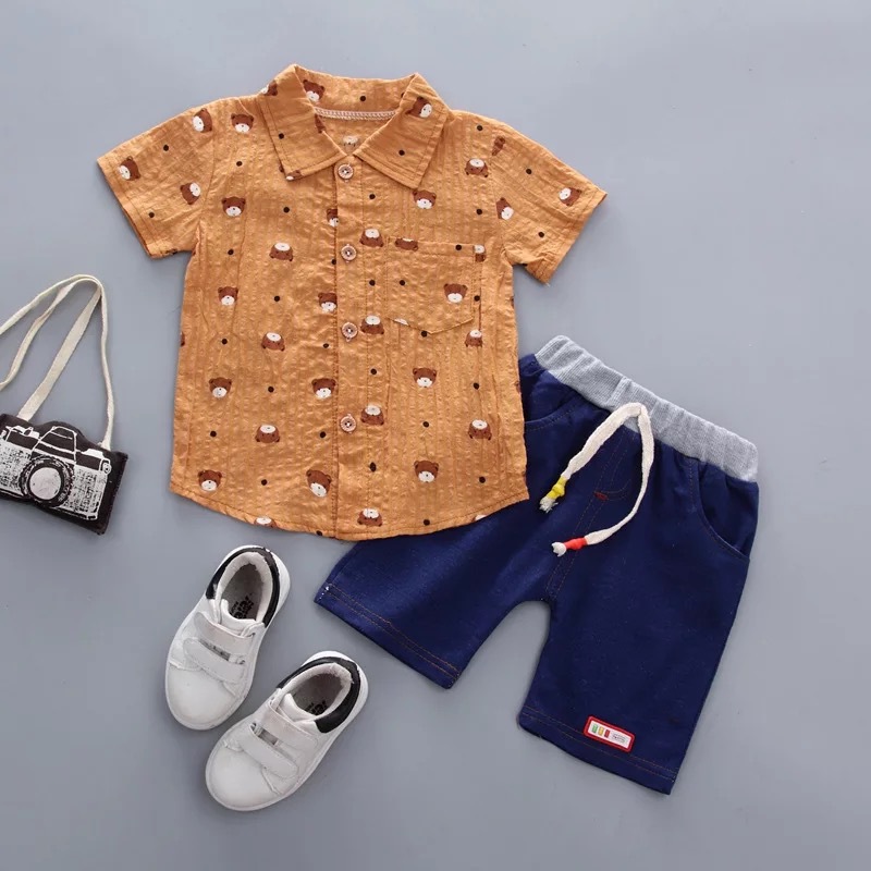 ha672 เสื้อเชิร์ต+กางเกง size 80-110 4ตัวต่อแพ็ค