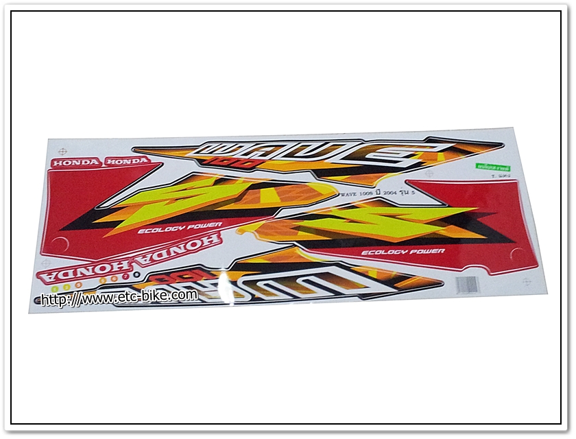 สติ๊กเกอร์ WAVE100-S ปี 2004 รุ่น 5 ติดรถสีแดง