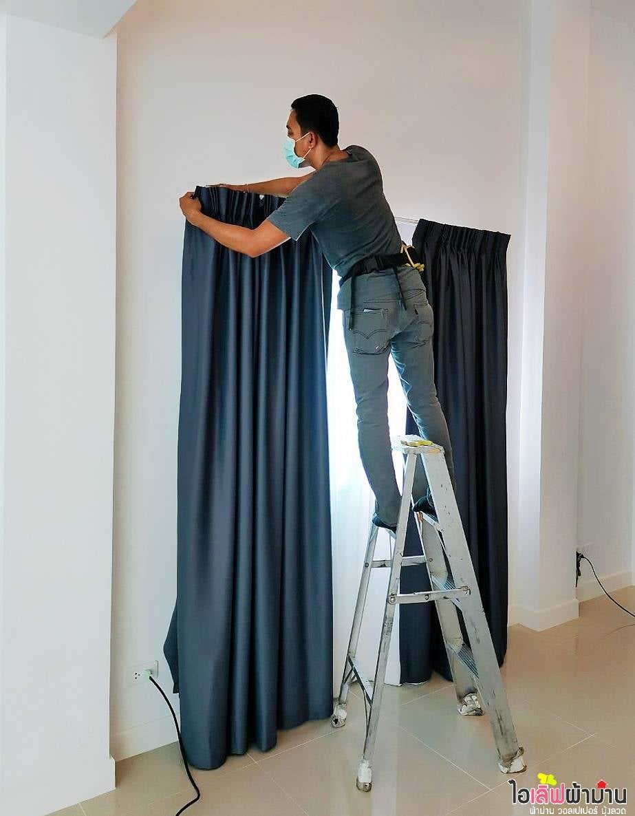 [H499] นิรติ ดอนเมือง งานติดตั้งม่านจีบผ้าทึบ+ผ้าโปร่ง มุ้งลวด และมู่ลี่