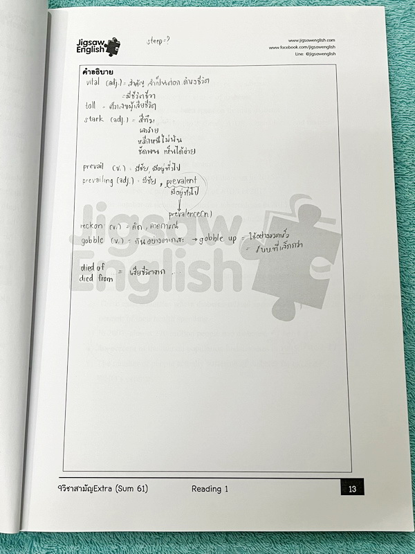 ►ครูจิ๊กซอว์◄ ครู Jigsaw 9 วิชาสามัญเล่ม 1,2 และเล่ม Extra รวม 3 เล่ม เน้นตะลุยโจทย์ทั้งเซ็ท จดครบเกือบทั้งเล่ม จดละเอียด มีจดความหมายและวิธีการใช้ศํพท์ ลายมือจดโดยน้องที่ติดเตรียมอุดม และแพทย์มหิดล