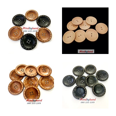 กระดุมไม้ สีดำ / สีน้้ำตาล ขนาด 5 cm.
