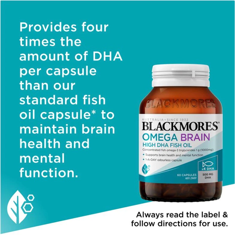 พร้อมส่ง Blackmores Omega brain 60 capsules น้ำมันปลาเข้มข้นคุณภาพสูง 4 เท่า บำรุงสมอง ดวงตา หัวใจ หลอดเลือด