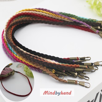 สายกระเป๋า(เชือกหนัง)แบบเปีย (ห่วงสีรมควัน)