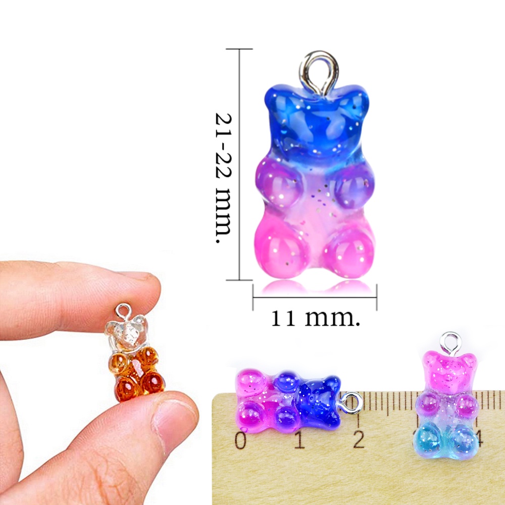 จี้เรซิ่นหมีกัมมี่แบร์ทูโทน Glitter Cute Gummy Cartoon Bear Pendant Charms สําหรับทําเครื่องประดับ Diy [พร้อมส่งในไทย)