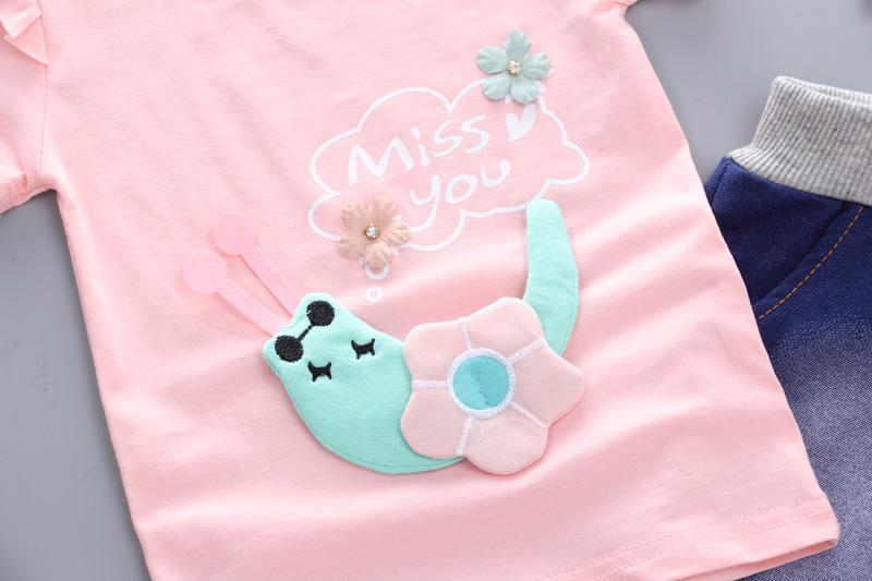 ha613 เสื้อยืดแขนสั้น+กางเกงยีนส์ขาสั้น size 80-110 4ตัวต่อแพ็ค
