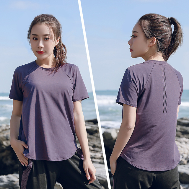เสื้อยืดออกกำลังกายผู้หญิง สีดำ/สีม่วง/สีฟ้า (L,XL,2XL,3XL,4XL) S123