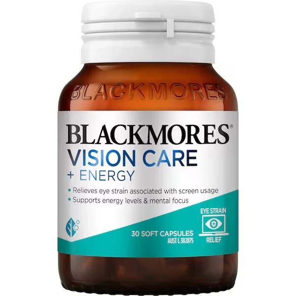 พร้อมส่ง Blackmores Vision Care + Energy 60 Capsules บรรเทาอาการปวดตาที่เกิดจากการใช้หน้าจอ