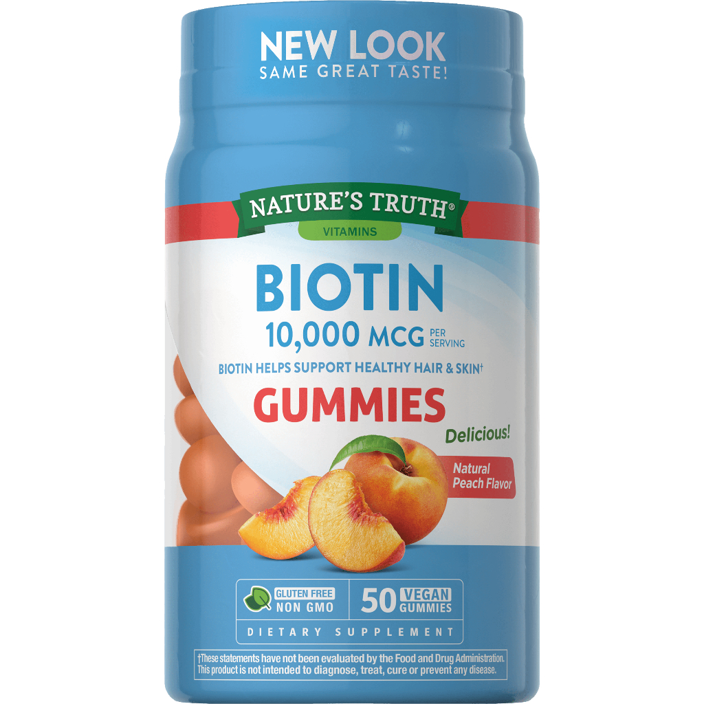 พร้อมส่งฟรี Nature’s Truth BIOTIN 10,000 MCG 50 GUMMIES กัมมี่บำรุงผมและผิว