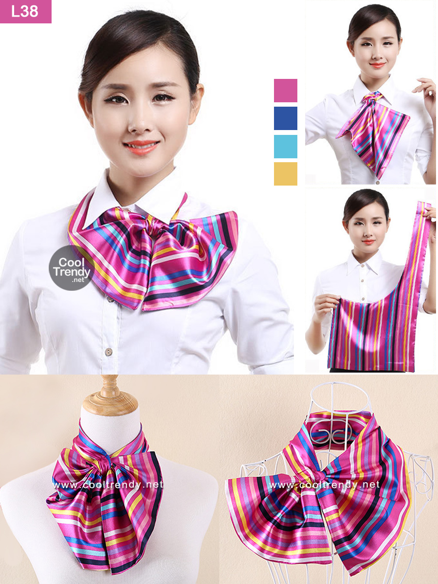 ผ้าพันคอสำเร็จรูป ผ้ายูนิฟอร์ม uniform ผ้าไหมซาติน : L38
