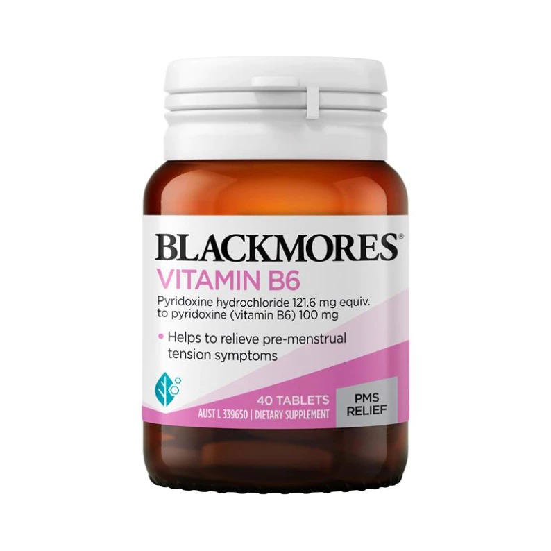 พร้อมส่ง วิตามินบี 6 บรรเทาอาการก่อนมีประจำเดือน Blackmores Vitamin B6 100mg Women's Health 40 Tablets