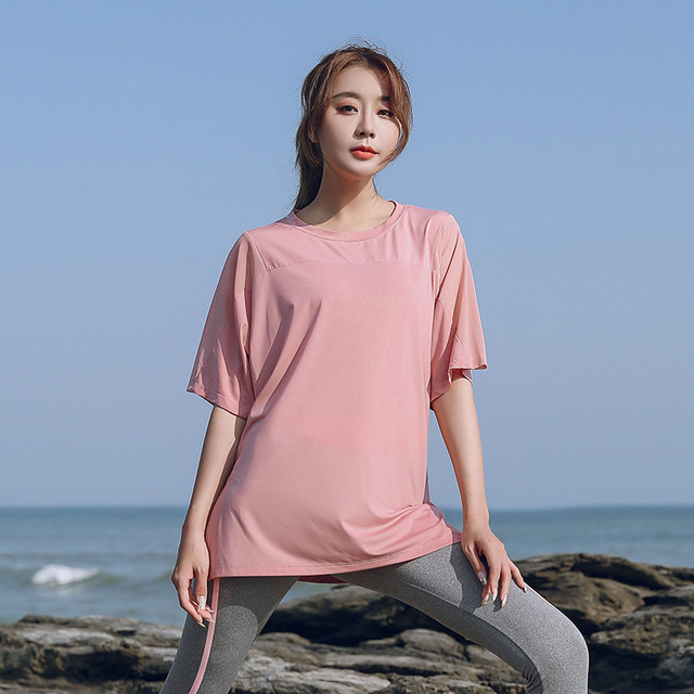 เสื้อยืดออกกำลังกายผู้หญิง สีดำ/สีม่วง/สีชมพู (L,XL,2XL,3XL,4XL) ZYS101