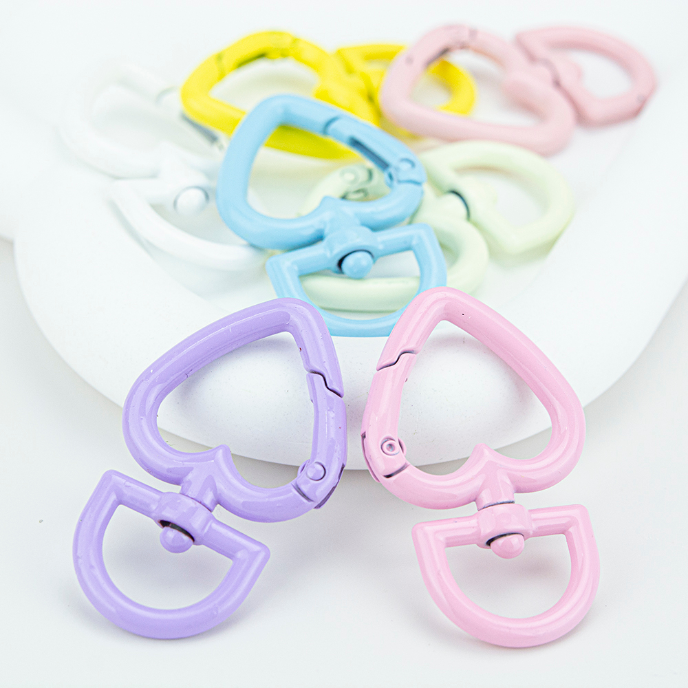 [ส่งจากไทย] MT50 ตะขอพวงกุญแจห่วงล็อคแบบสปริง รูปหัวใจ พร้อมห่วงหมุนได้ อะไหล่พวงกุญแจ DIY Craft╭♥