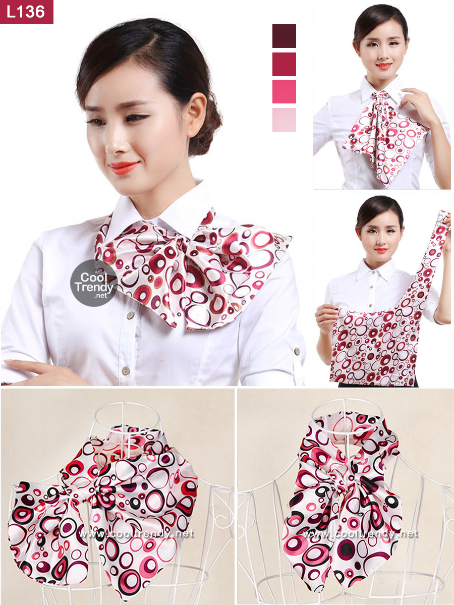 L136 ผ้าพันคอสำเร็จรูป ผ้ายูนิฟอร์ม uniform ผ้าไหมซาติน