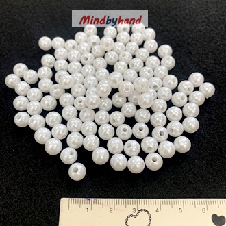 ลูกปัดพลาสติกแบบกลม แบบคละสี / สีขาว
