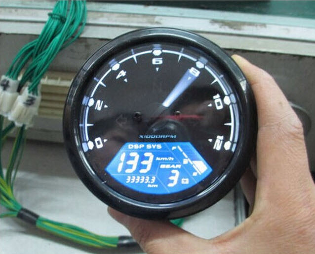ไมล์เข็ม+ดิจิตอล มอเตอร์ไซต์ กลม สำหรับเครื่องยนต์ 1,2,4 สูบ