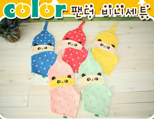yu947 หมวกเด็ก+ผ้าพันคอ 5 ใบต่อแพ็ค คละสี