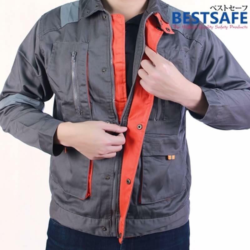 เสื้อแจ๊คเก็ต Safey ทรงสปอร์ต สีเทา