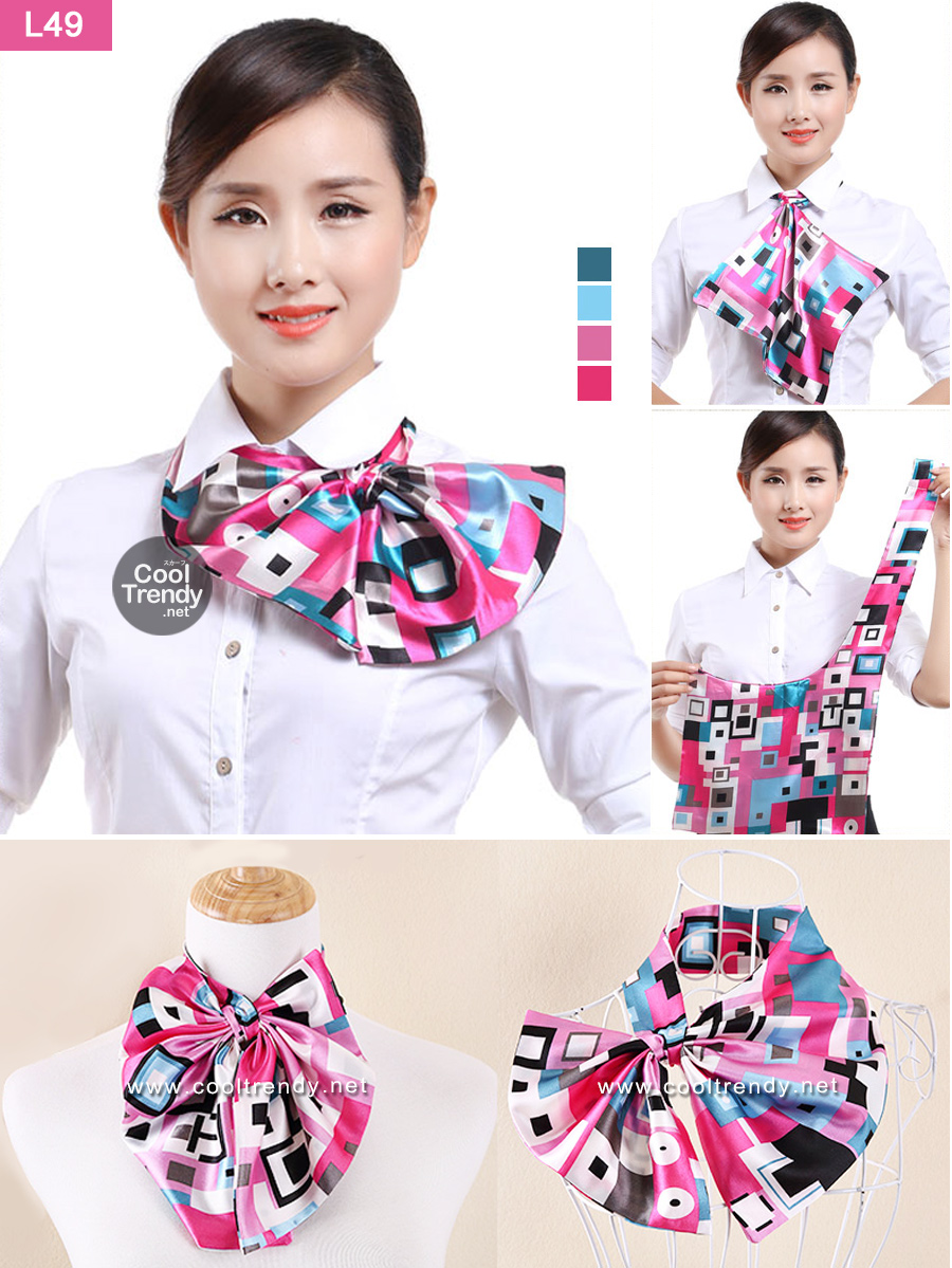 ผ้าพันคอสำเร็จรูป ผ้ายูนิฟอร์ม uniform ผ้าไหมซาติน : L49