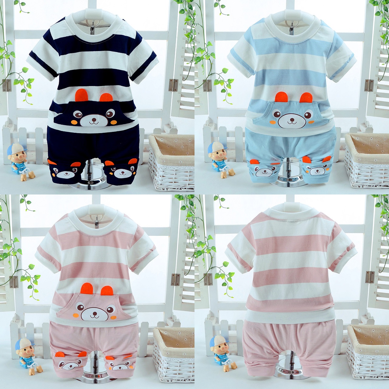 ha286 เสื้อ+กางเกง size 80-110 4 ตัวต่อแพ็ค