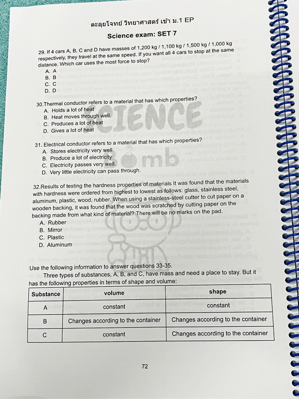 ►สอบเข้าม.1 EP◄ หนังสือ Science Bomb ตะลุยโจทย์วิทยาศาสตร์ EP เตรียมสอบเข้าม.1 มีโจทย์ยากวิทยาศาสตร์แบบเป็นภาษาอังกฤษทั้งเล่ม มีโจทย์ 7 ชุด ชุดละ 50 ข้อ รวมทั้งหมด 350 ข้อ เหมาะสำหรับเด็กที่เตรียมตัวสอบเข้าม.1 EP โปรแกรม มีเฉลยครบทุกข้อ เฉลยละเอียด อธิบาย