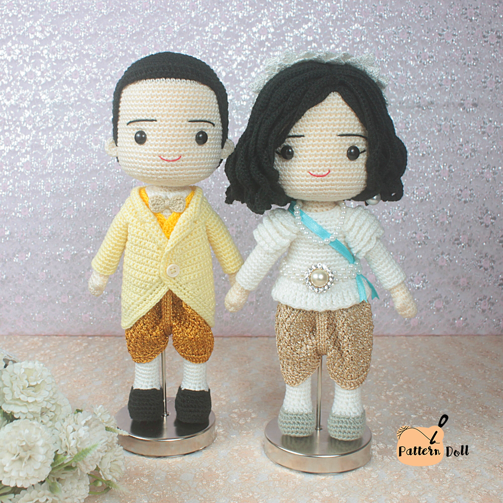 หนังสืองานฝีมือตุ๊กตาถักโครเชต์คู่แต่งงานชุดไทยประยุกต์