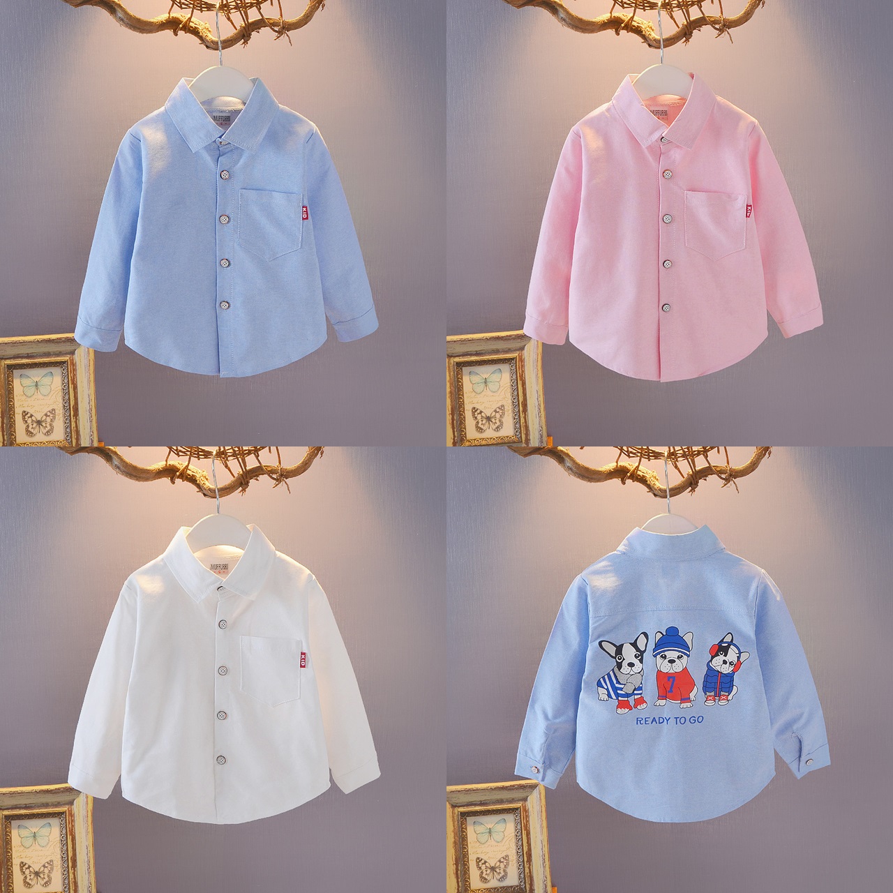 ha575 เสื้อเชิร์ตแขนยาว size 80-110 4ตัวต่อแพ็ค