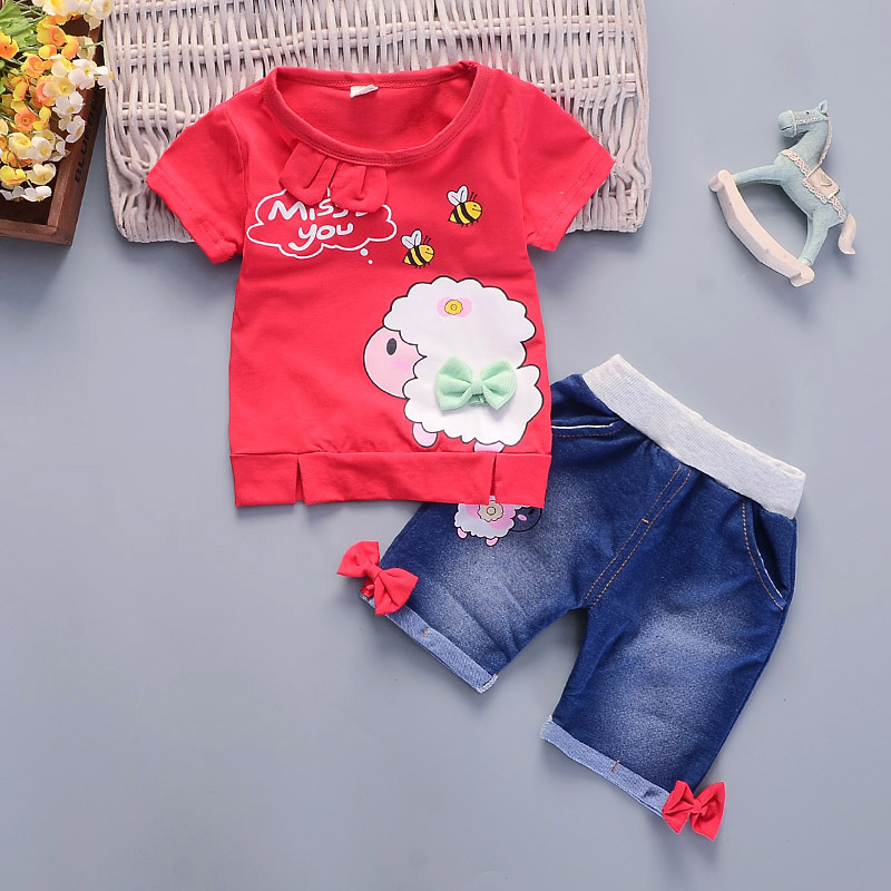 ha611 เสื้อยืดแขนสั้น+กางเกงยีนส์ขาสั้น size 80-110 4ตัวต่อแพ็ค