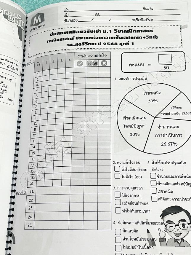 ►สอบเข้าม.1◄ หนังสือกวดวิชาครูณัฐ Gifted Math ปี 2568 วิชาคณิตศาสตร์โค้งสุดท้ายสอบเข้าม.1 รร.สตรีวิทยาห้องพิเศษ มีสรุปสูตรลัดเทคนิคลัด สูตรที่ชอบออกสอบเกินหลักสูตรประถม ข้อเสนอแนะการใช้สูตรที่น่าสนใจ สูตรและเทคนิคลัดตีพิมพ์สมบูรณ์ทั้งหมด มีโจทย์แบบข้อสอบเ