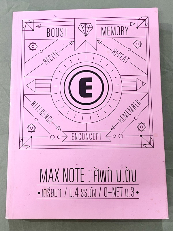 ►ครูพี่แนน Enconcept◄ MAX Note ศัพท์ ม.ต้น พร้อมเทคนิคการจำ เพื่อเตรียมตัวสอบเข้าเตรียมอุดม / ม.4 รร.ดัง / O-NET ม.3 มีเขียนบางหน้า ในหนังสือมีคำศัพท์ทั้งหมด 2,500 คำ มี Tips เทคนิคลัดการจำคำศัพท์แต่ละคำแตกย่อยออกมา เพื่อให้จำศัพท์ได้ง่ายขึ้น มีที่คั่น Hi