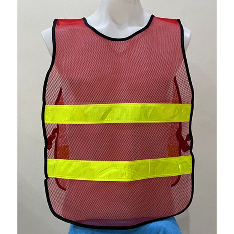 เสื้อกั๊กสะท้อนแสง แบบตาข่าย มีคลิปล็อคด้านข้าง