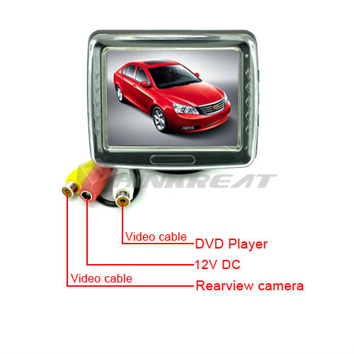 จอติดรถยนต์ LCD 3.5 นิ้ว 5-12V 2 input