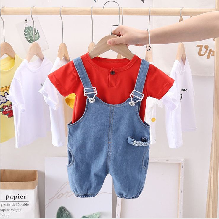 ha1495 เสื้อ+กางเกงเอี๊ยม size 80-110 จำนวน 4 ตัวต่อแพ็ค