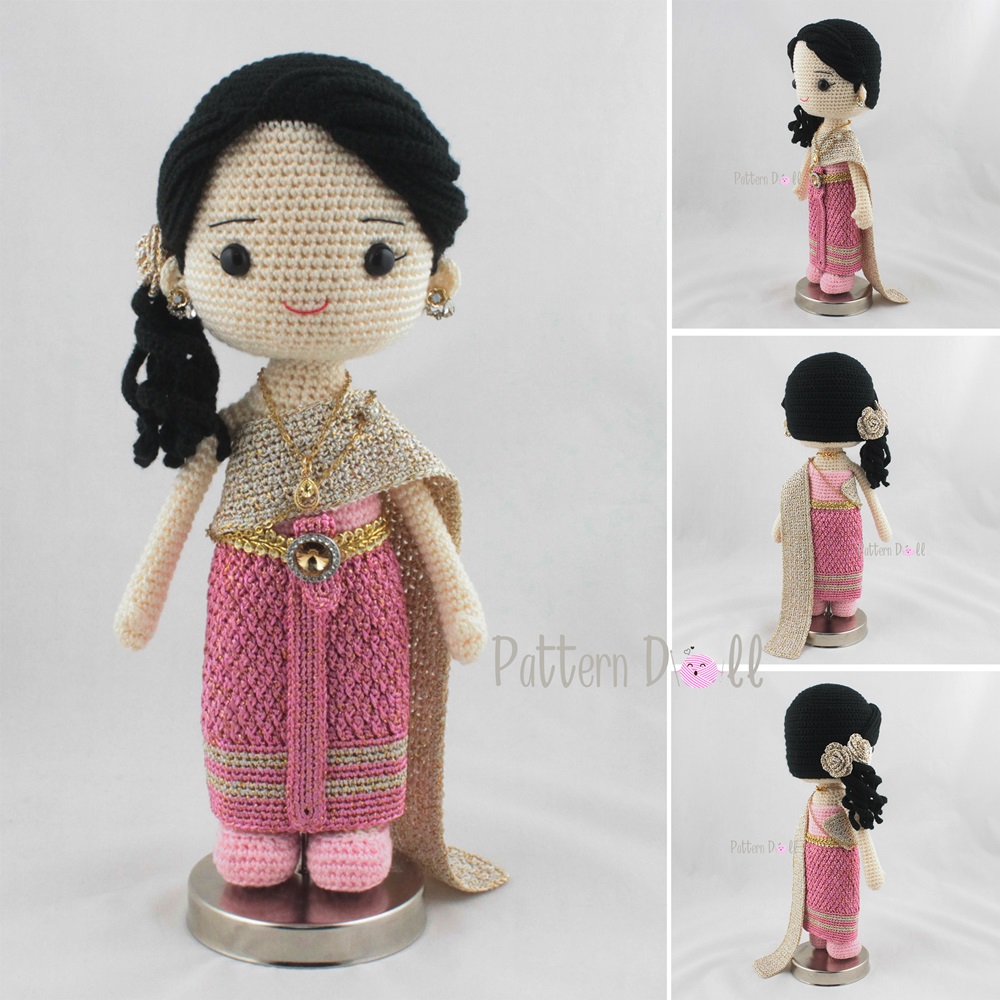 หนังสืองานฝีมือตุ๊กตาถักโครเชต์คู่แต่งงานชุดไทย ๑