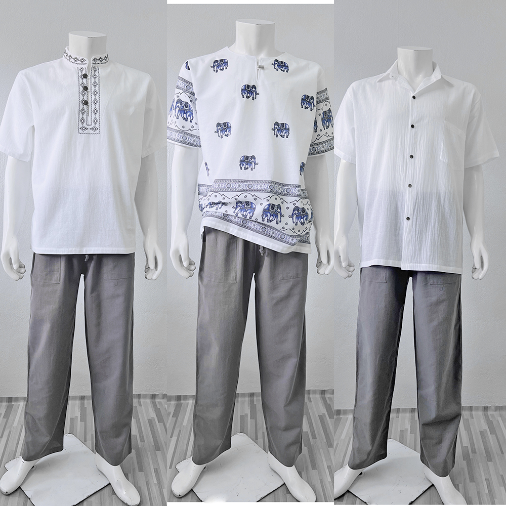 กางเกงผ้าฝ้ายขายาว M-XL Unisex เอวยางยืดพร้อมเชือกผูก เนื้อผ้าดีสวมใส่สบาย ใส่เที่ยวในวันสบายๆ สไตล์ลำลอง