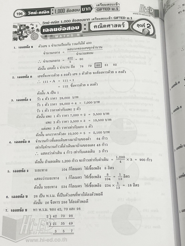►สอบเข้า GIFTED ม.1◄ หนังสือ Hi-Ed อ.สินธุ์ธู 1,000 ข้อสอบยาก วิชาวิทยาศาสตร์และวิชาคณิตศาสตร์ ระดับชั้น ป.6 สอบเข้า Gifted ม.1 มีโจทย์แบ่งออกเป็นชุด วิชาละ 10 ชุด รวม 20 ชุด รวมทั้งหมด 1,000 ข้อ โจทย์มีความยากสลับซับซ้อน มีเฉลยละเอียดครบทุกข้อ มีเขียนประ