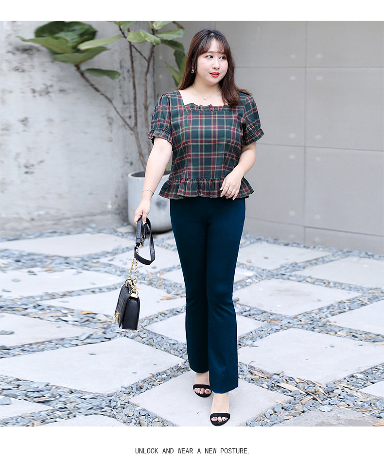 ★พร้อมส่ง★ กางเกงขาม้า ผ้ายืด สีแดงไวน์/สีฟ้าคราม (4XL) XC7051