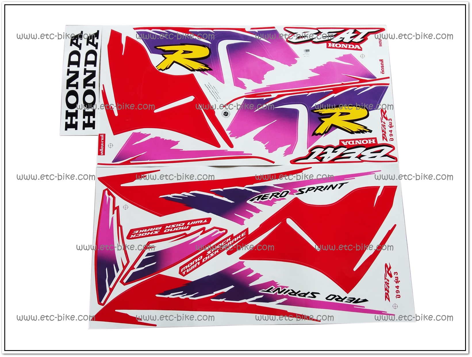 สติ๊กเกอร์ BEAT-R ปี 94 รุ่น 3 ติดรถสีแดง