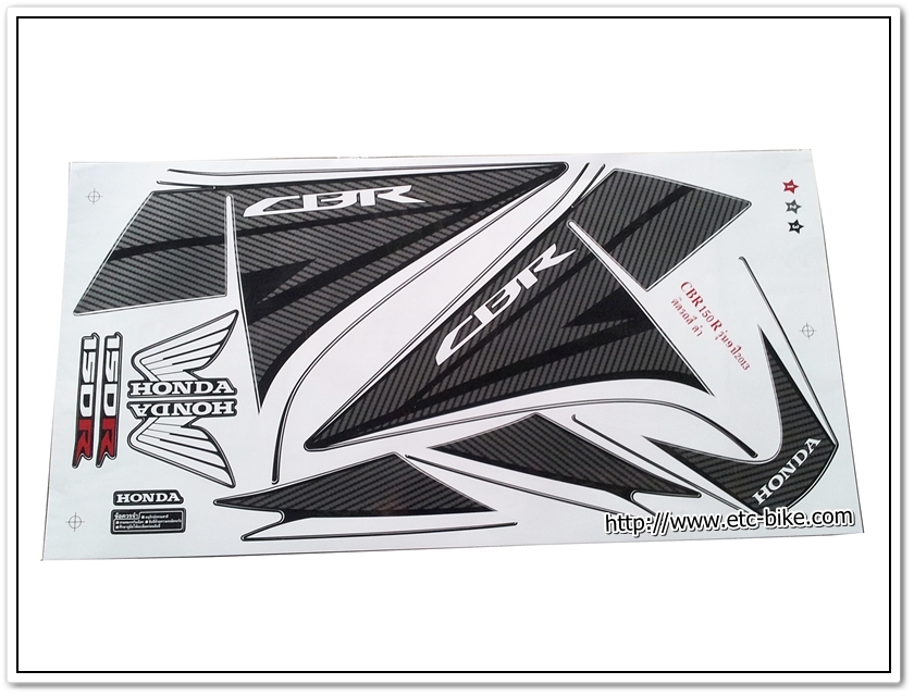 สติ๊กเกอร์ CBR150-R ปี 2013 รุ่น 9 ติดรถสีดำ