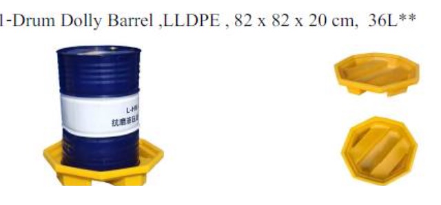 1 - Drum Dolly Barrel, LLDPE, SIZE 82 x 82 x 20 cm, 36 L