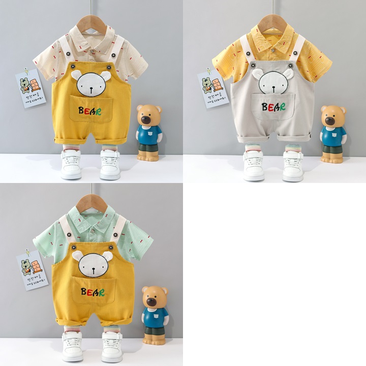 ha1583 เสื้อ+กางเกงเอี๊ยม size 80-110 จำนวน 4 ตัวต่อแพ็ค