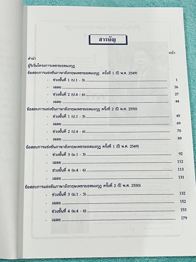 ►หนังสือเพชรยอดมงกุฎ◄ หนังสือสอบเพชรยอดมงกุฎ ระดับชั้นประถม 1-6 รวมข้อสอบวิชาภาษาอังกฤษเพชรยอดมงกุฎ ครั้งที่ 1-2 ปีพ.ศ. 2549-2550 พร้อมเฉลยครบทุกข้อ พร้อมเฉลยครบทุกข้อ หนังสือไม่มีรอยขีดเขียน