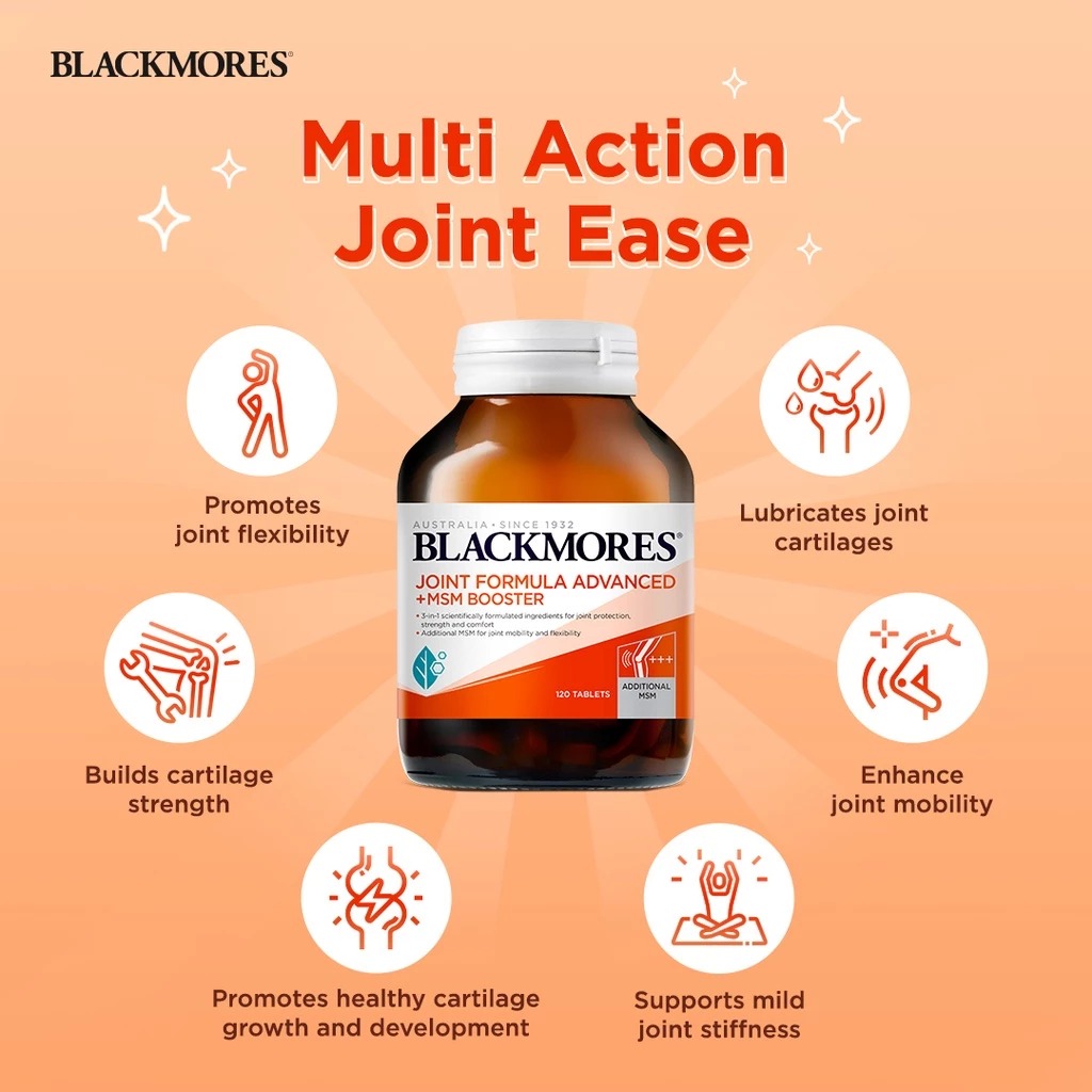 พร้อมส่ง ลดการปวดข้อเล็กน้อย ข้ออักเสบ Blackmores Joint Formula Advanced 120 Tablets