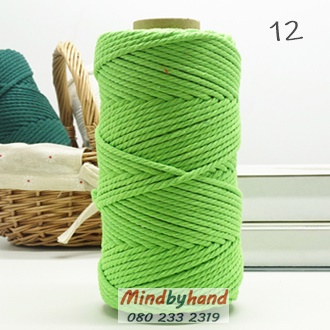 เชือกคอตตอล สี 12 สีเขียวฝรั่ง
